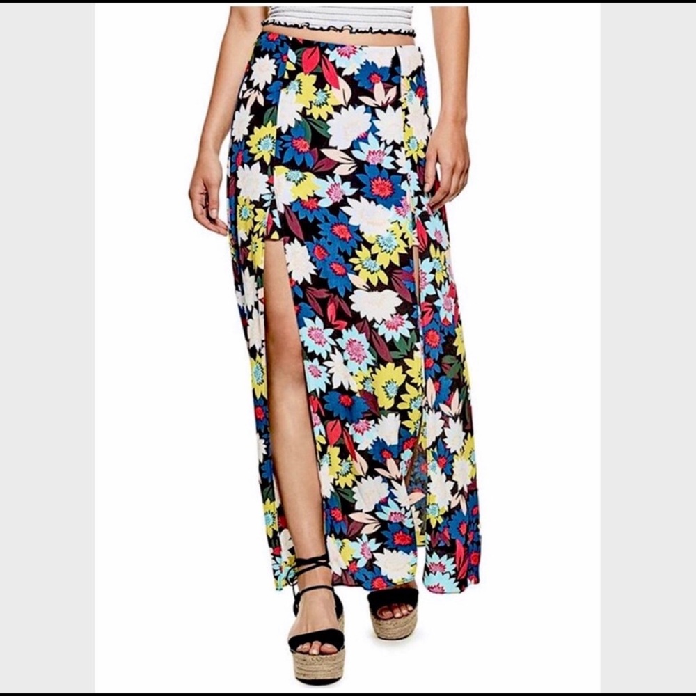 Guess Kloey Double Split Floral Skirt, Size 6